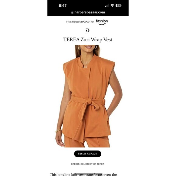 Terea By Andrea Pitter Zuri Wrap vest nwt sz large - Picture 1 of 6